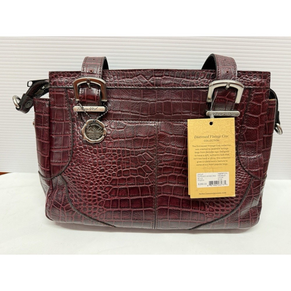 PATRICIA NASH large bag "Helmsley" Leather Satchel Handbag PURSE PLUM NWTS
